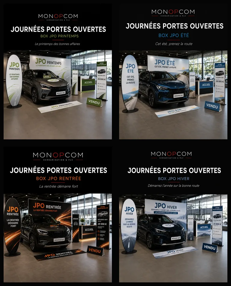 Vue d’ensemble des quatre box JPO saisonnières